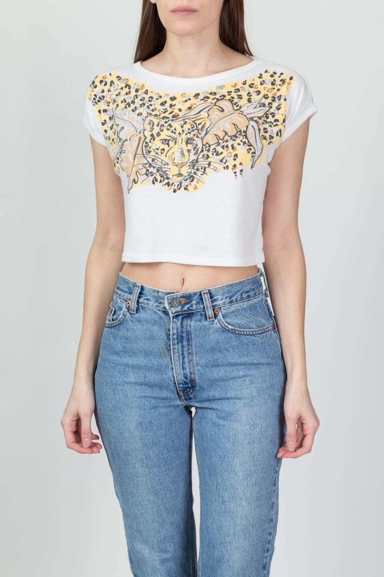 80s Leopard Crop Top - Medium to Large