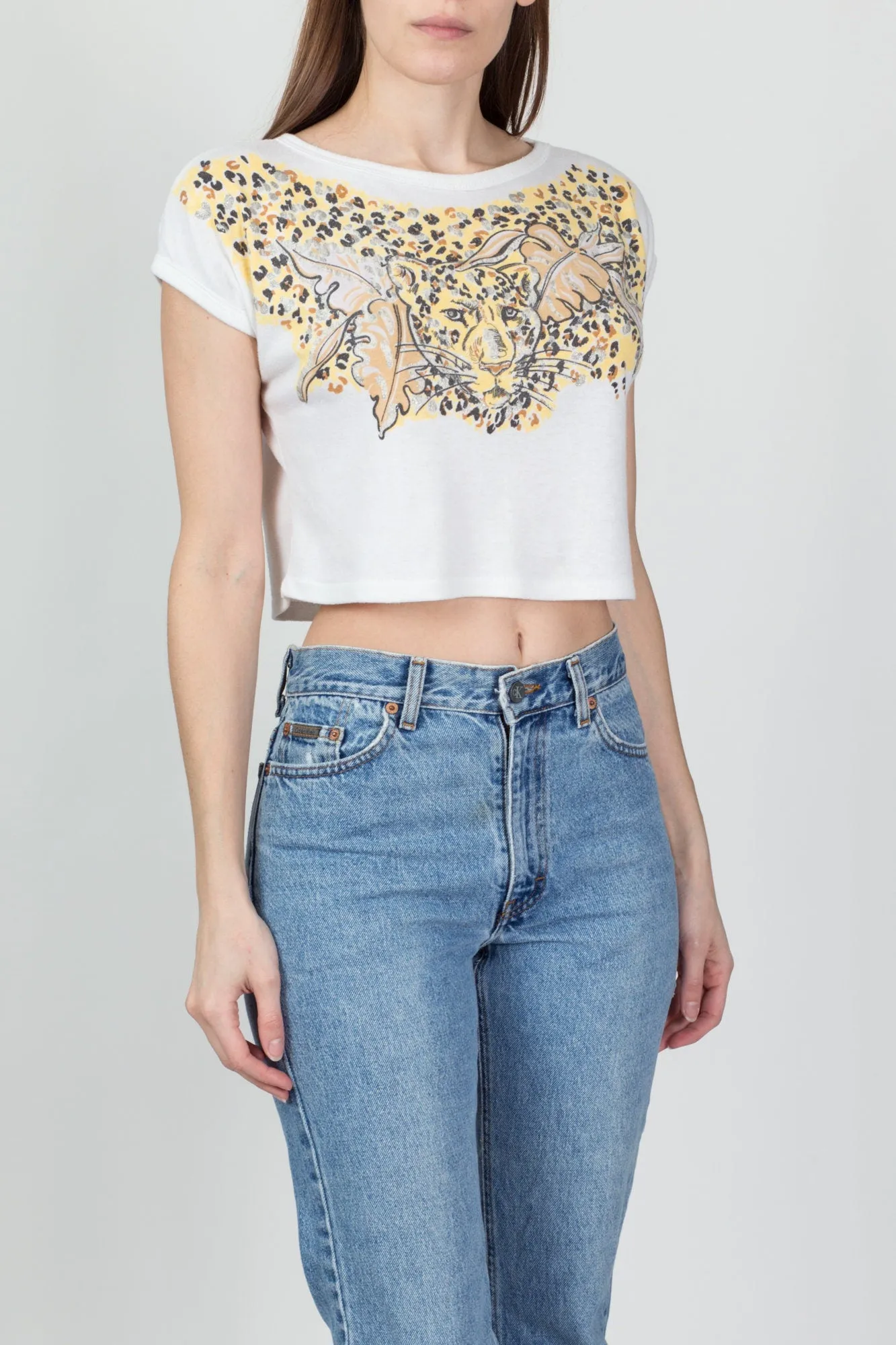 80s Leopard Crop Top - Medium to Large