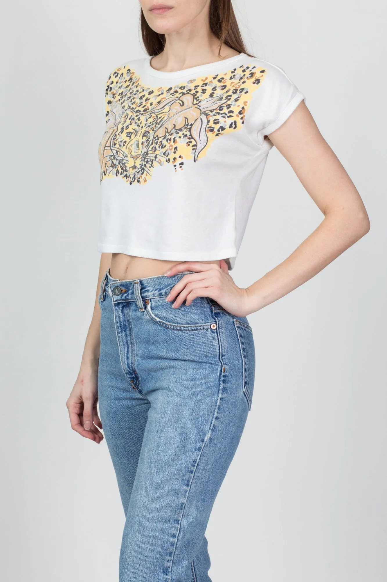 80s Leopard Crop Top - Medium to Large