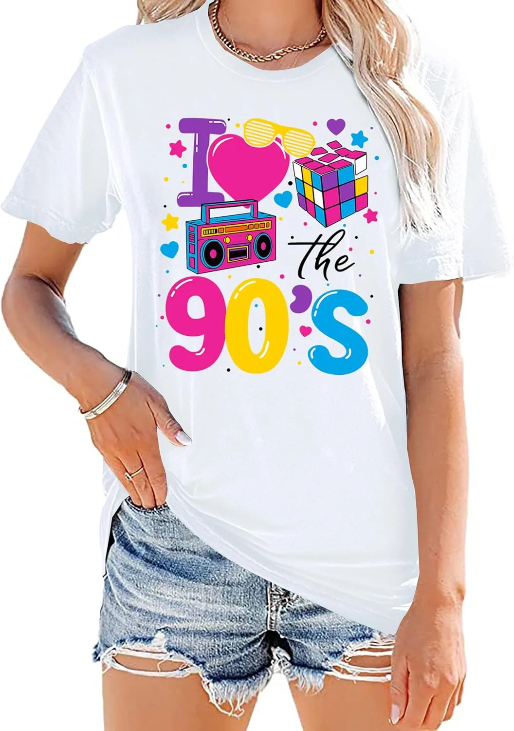 90s Shirt for Women: I Love The 90s Shirt Graphic Vintage Tees 90's Neon Party Outfits Tops