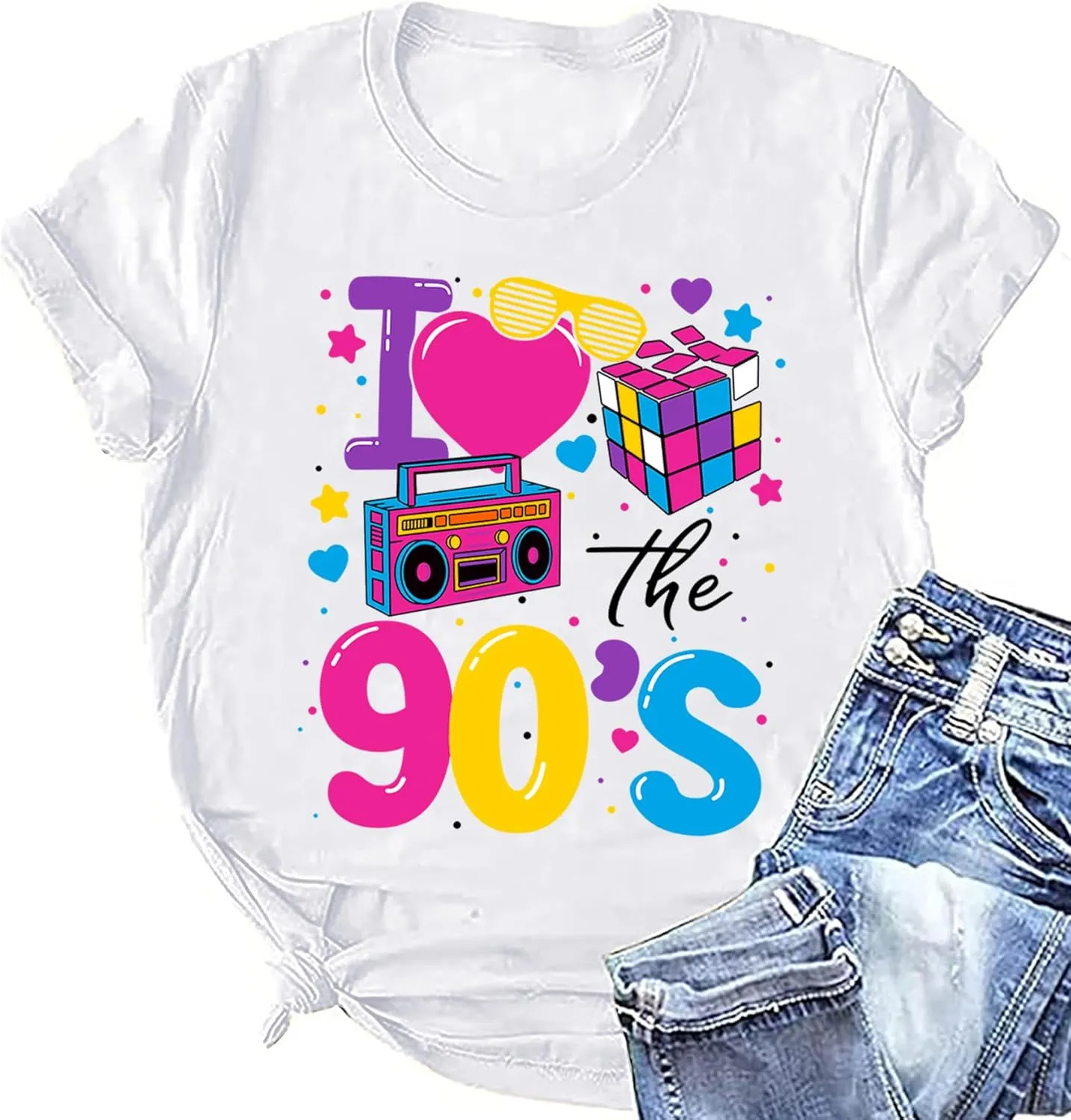 90s Shirt for Women: I Love The 90s Shirt Graphic Vintage Tees 90's Neon Party Outfits Tops