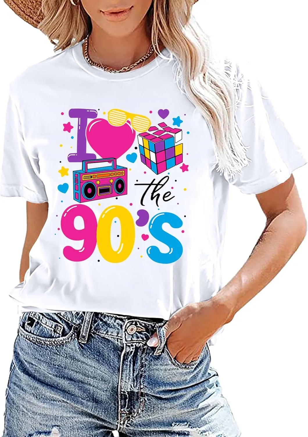90s Shirt for Women: I Love The 90s Shirt Graphic Vintage Tees 90's Neon Party Outfits Tops
