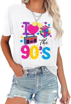 90s Shirt for Women: I Love The 90s Shirt Graphic Vintage Tees 90's Neon Party Outfits Tops