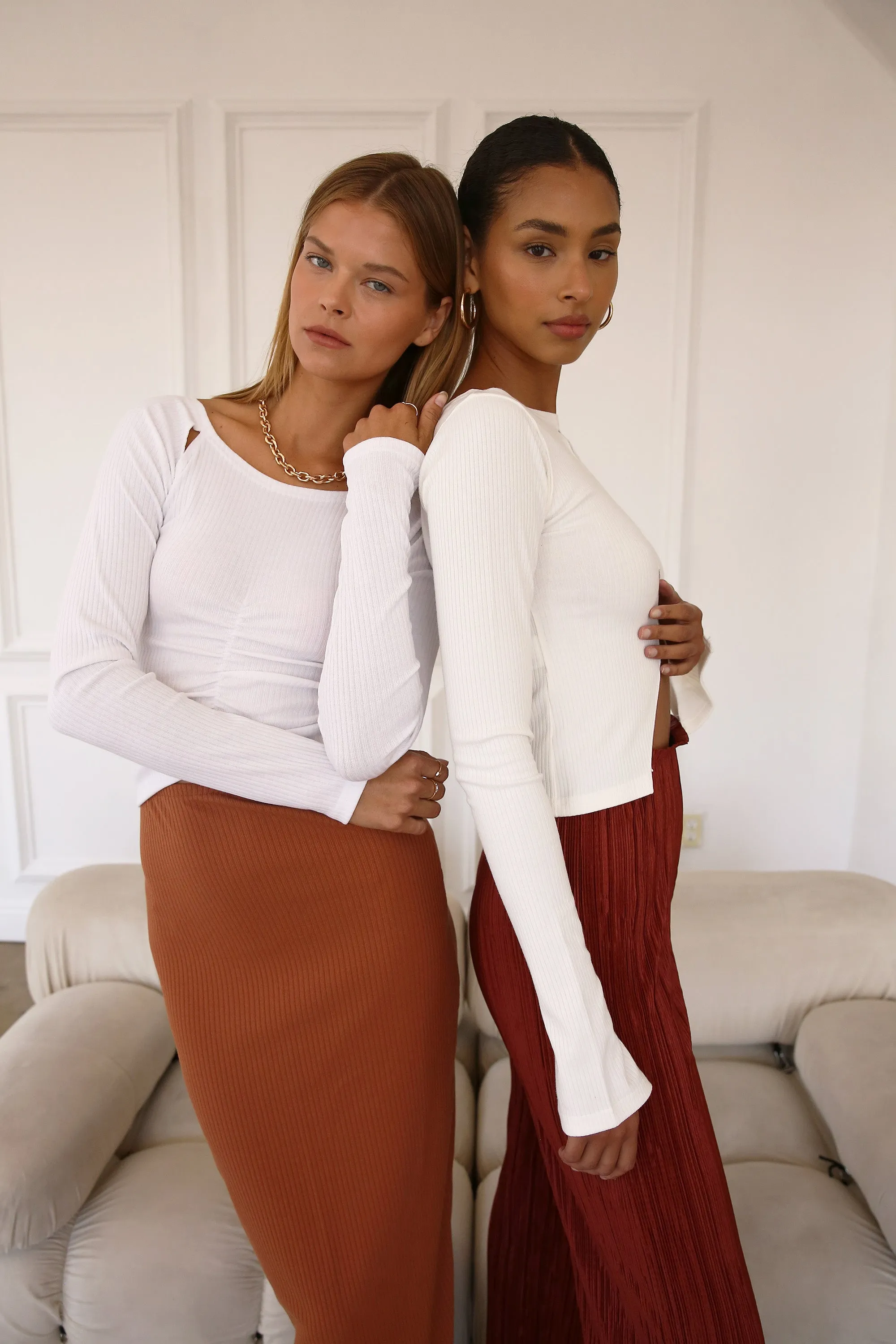 Ada Cutout Ruched Ribbed Top