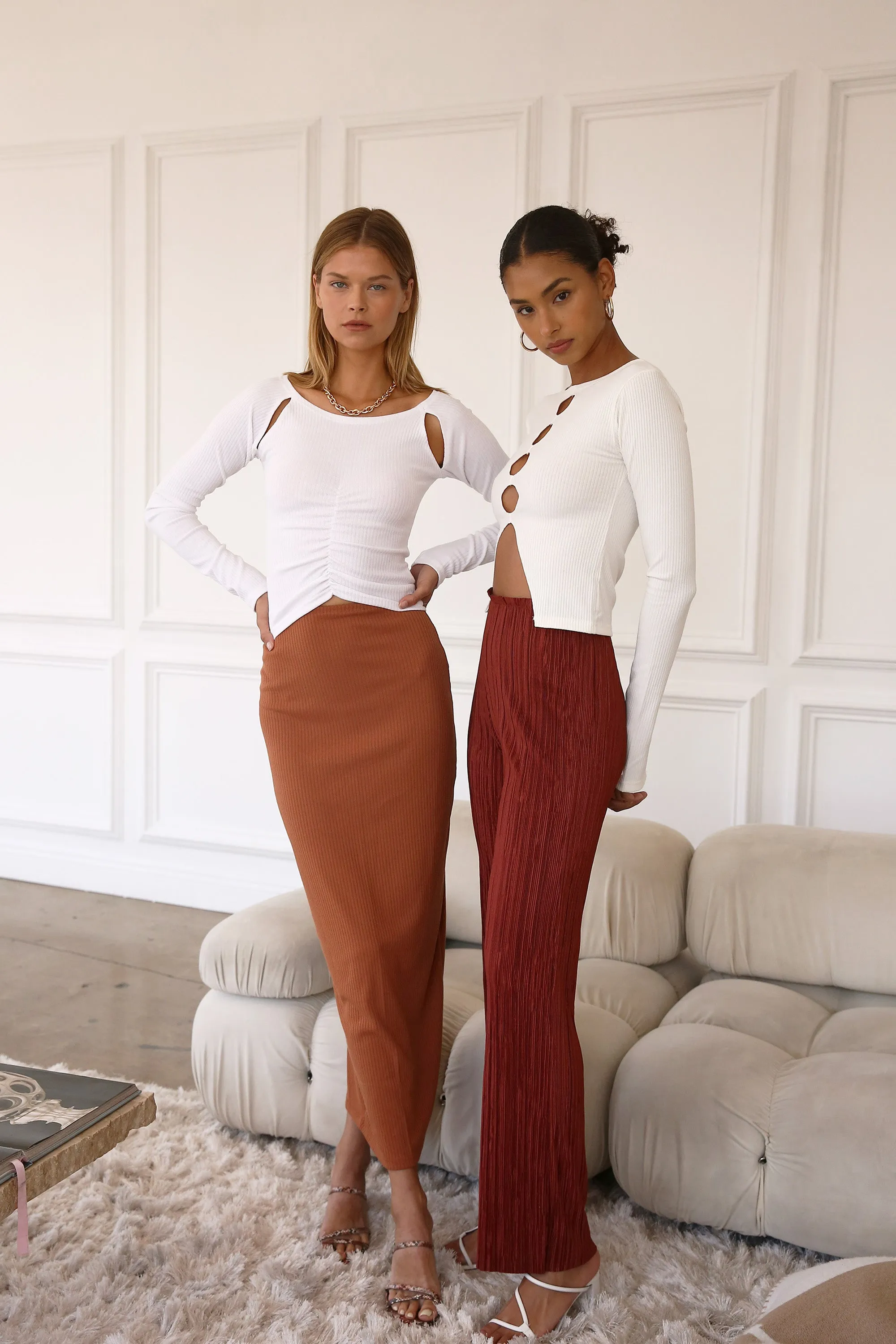 Ada Cutout Ruched Ribbed Top