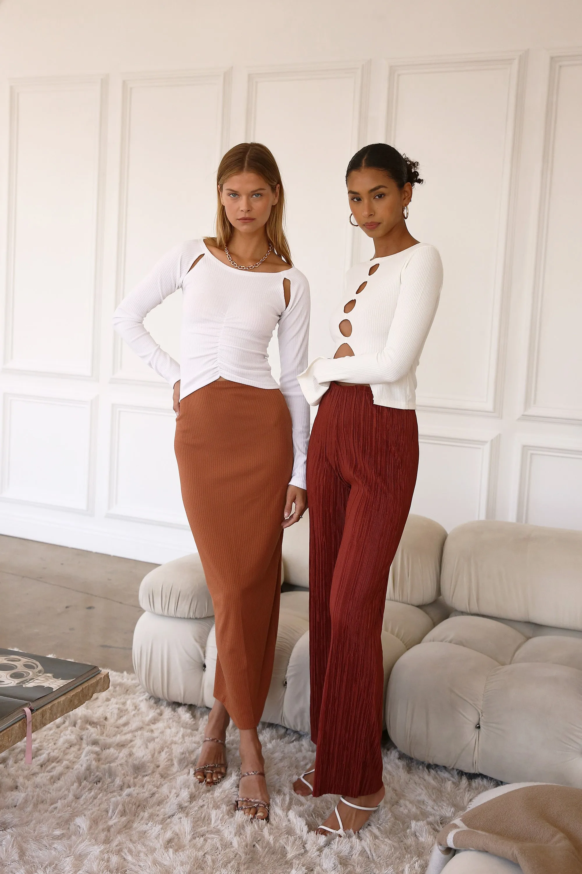 Ada Cutout Ruched Ribbed Top