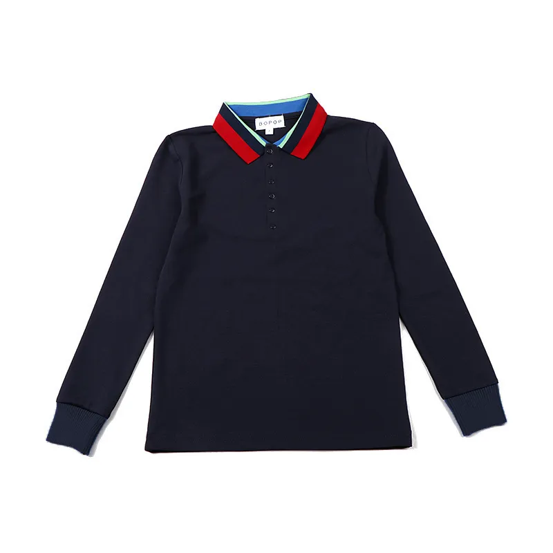 BOPOP Striped Long Sleeve Girls Polo