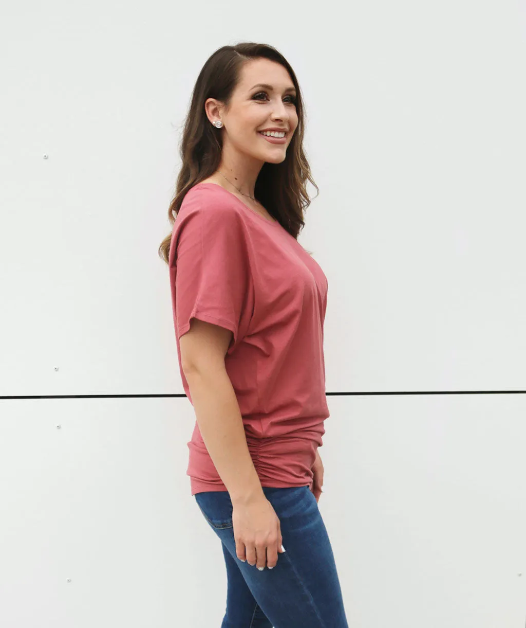 EMILY draped tunic in Withered Rose
