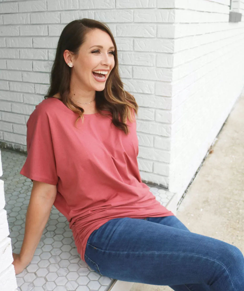 EMILY draped tunic in Withered Rose