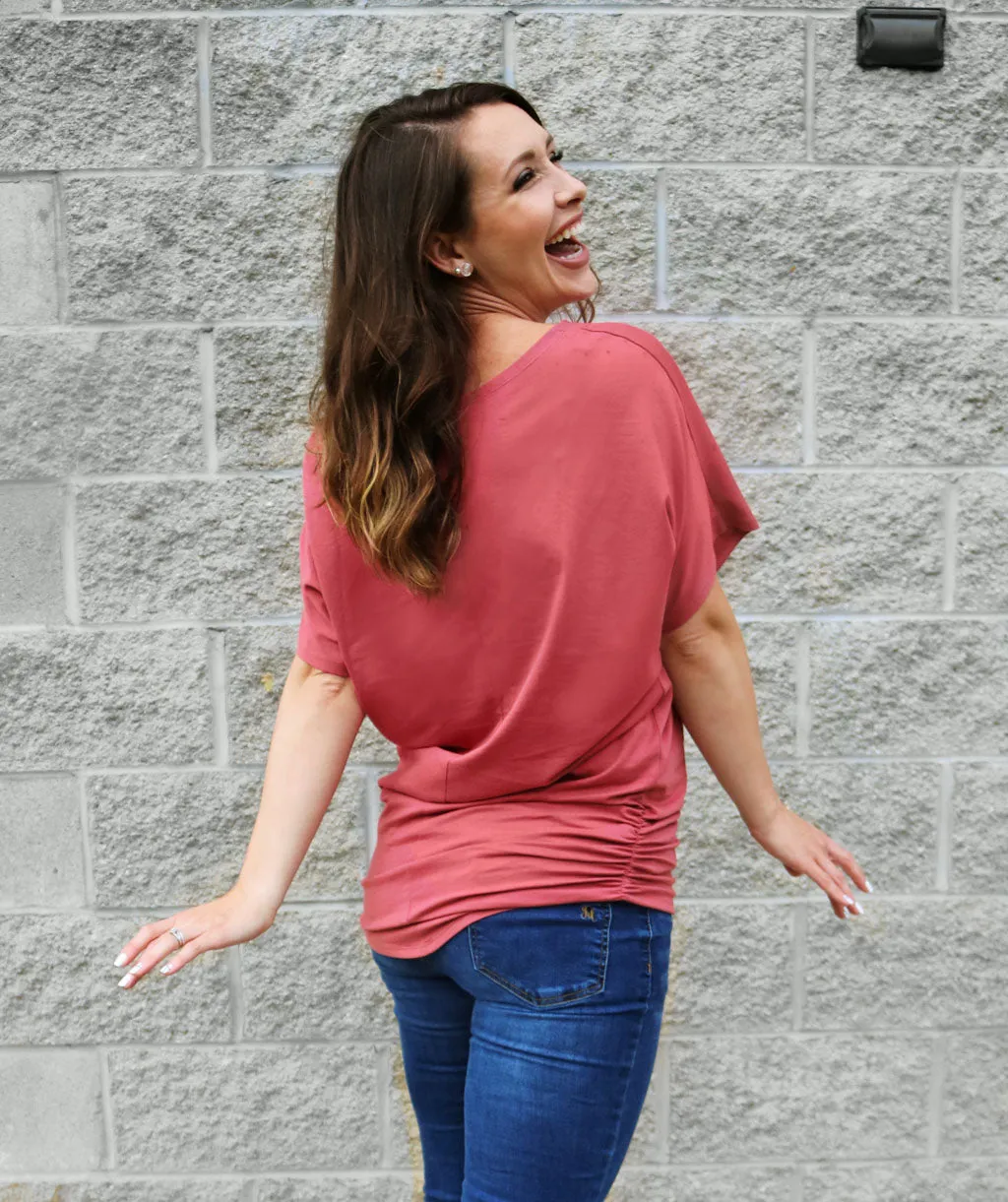 EMILY draped tunic in Withered Rose