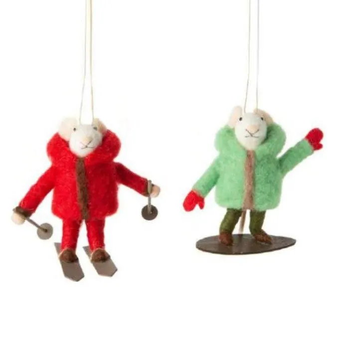 Felt Mouse Ornament (Snowboard)