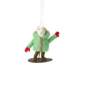 Felt Mouse Ornament (Snowboard)