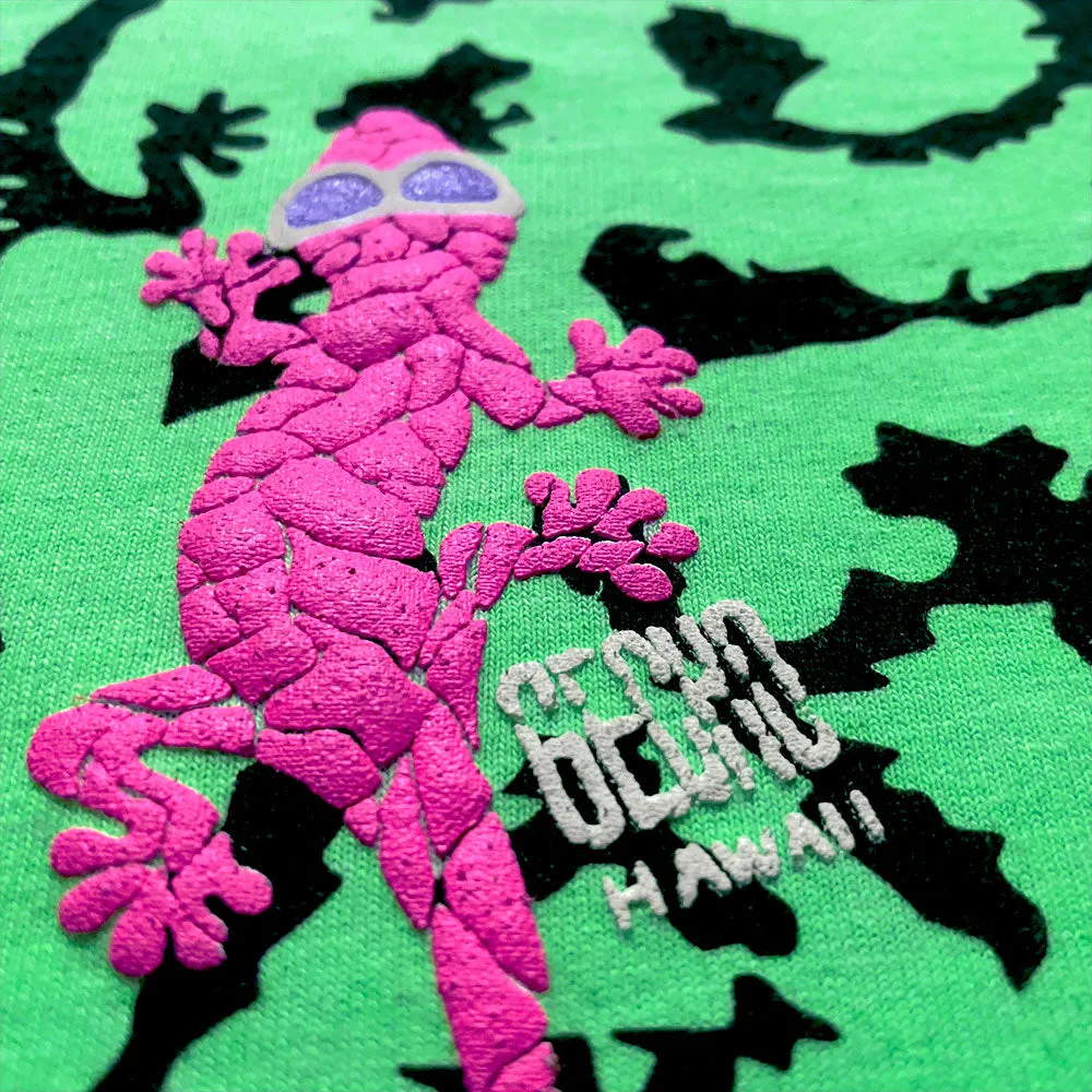 Gecko Swirl All Over Neon Green Tee
