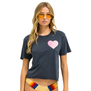 Glitter Heart Boyfriend Tee (Charcoal   Neon Pink)