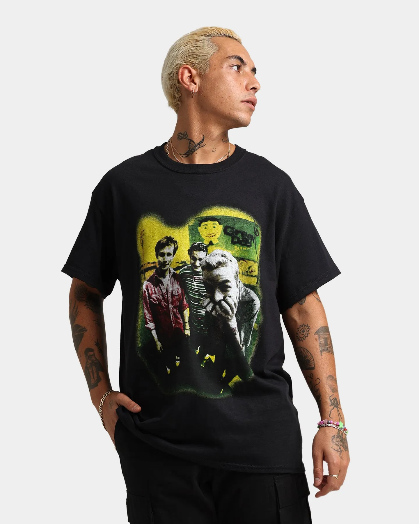 Green Day Neon Photo T-Shirt Black