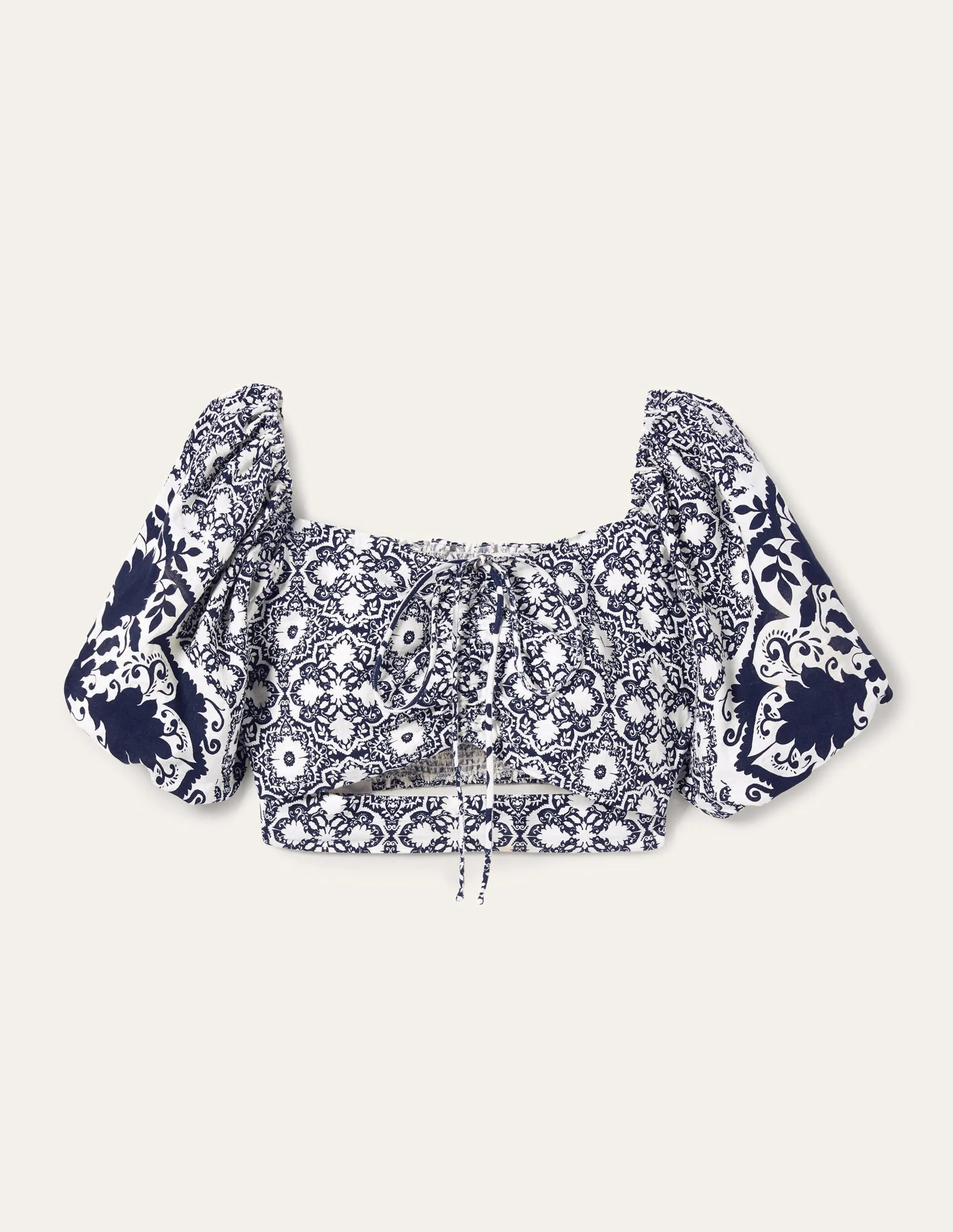 Halterneck Cut Out Crop Top-Navy, Bloomsbury