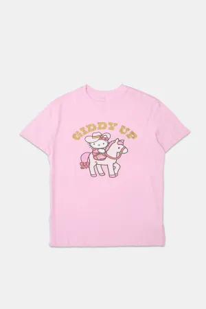Hello Kitty Giddy Up Graphic Glitter Boyfriend Tee