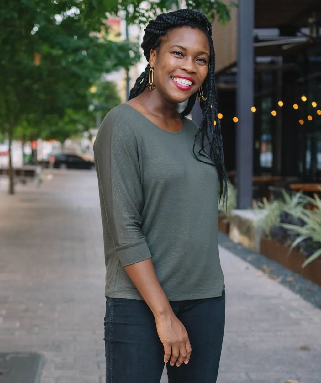 LENOX dolman top in Army Green