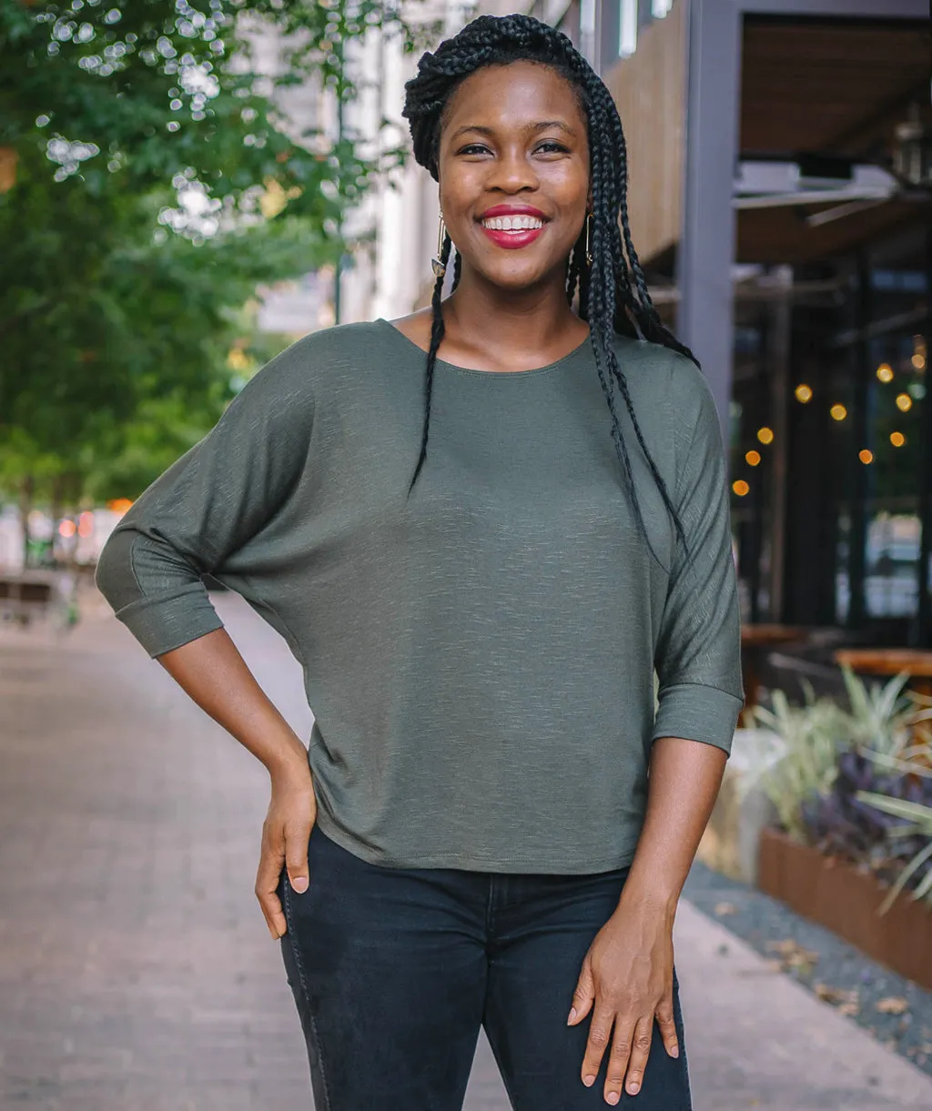 LENOX dolman top in Army Green