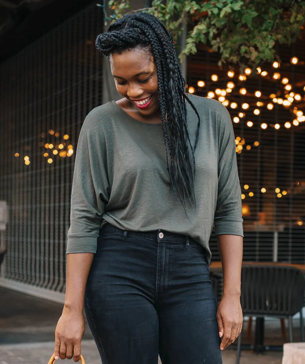 LENOX dolman top in Army Green
