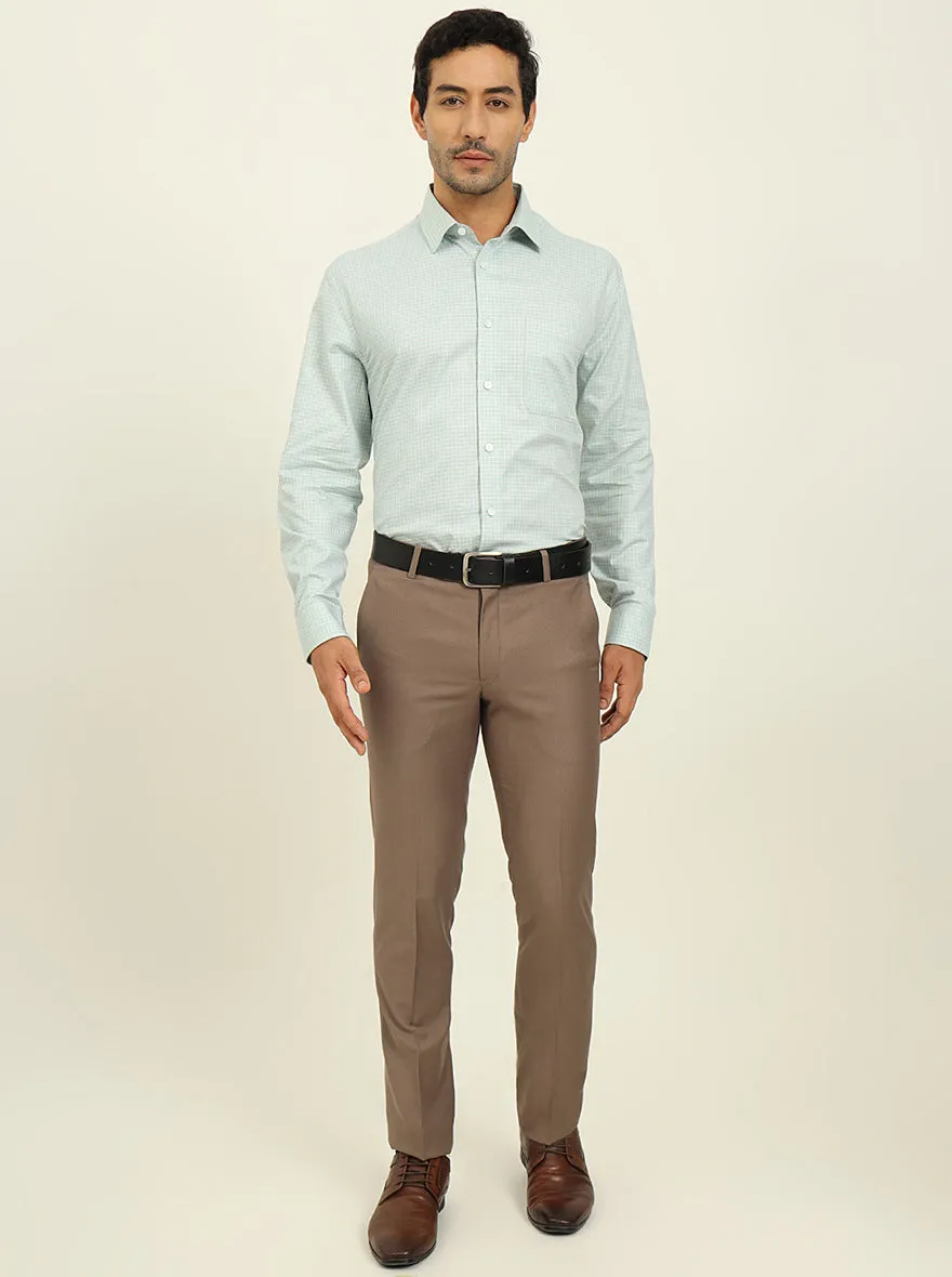 Light Blue & White Checked Regular Fit Formal Shirt | JadeBlue