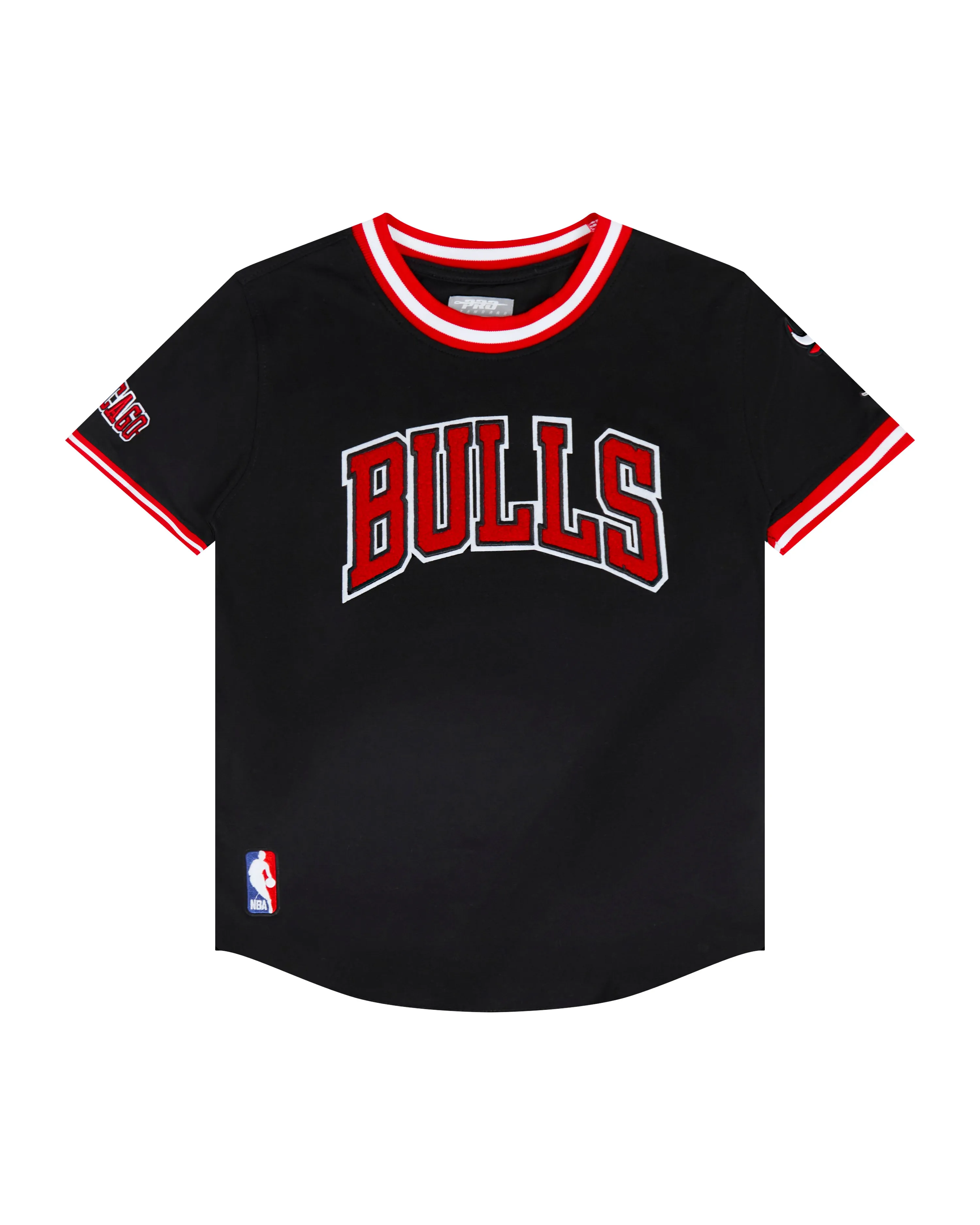 NBA CHICAGO BULLS CLASSIC LITTLE BOYS SHORT SLEEVE STRIPED RIB TEE (BLACK/RED)