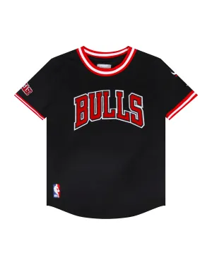 NBA CHICAGO BULLS CLASSIC LITTLE BOYS SHORT SLEEVE STRIPED RIB TEE (BLACK/RED)
