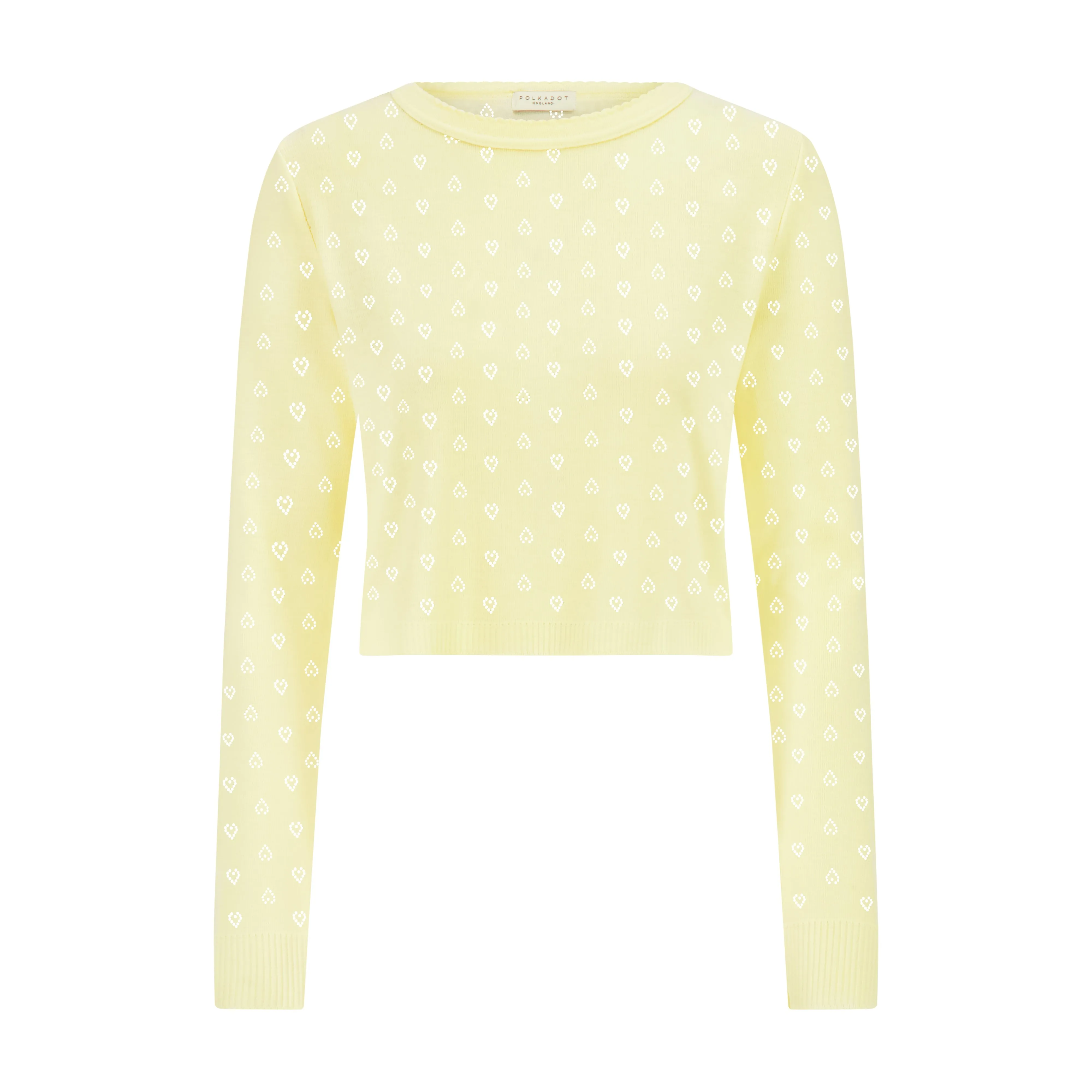 NELL CROP SLOUCHY Lemon Yellow Vintage Hearts