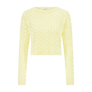 NELL CROP SLOUCHY Lemon Yellow Vintage Hearts