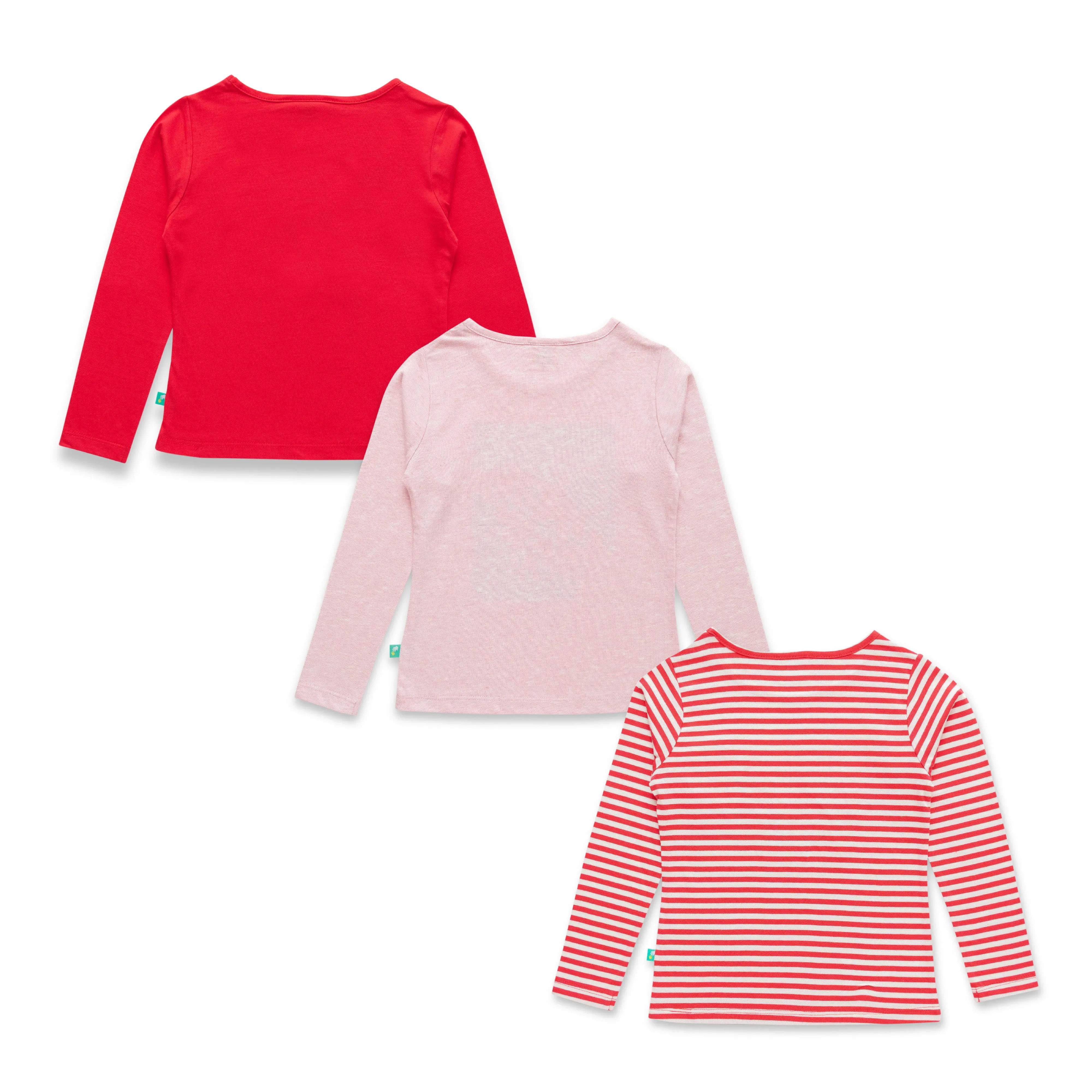 "Baby Girls' Full Sleeve Cotton T-Shirts  Pack of 3 (Graphic & Striped Designs)"