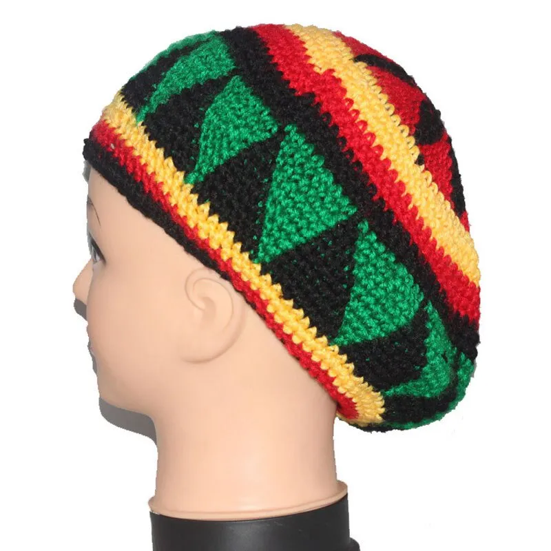Rasta Knitted Slouchy Beanie