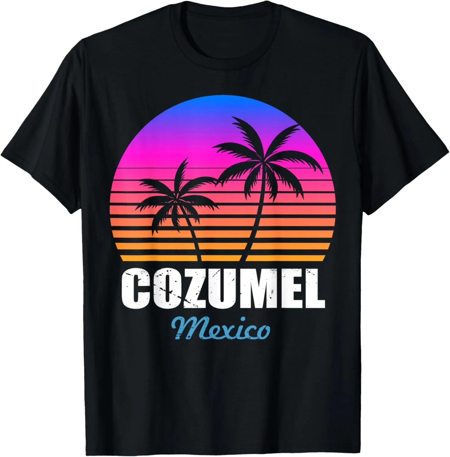 Retro Cozumel Mexico Sunset Vintage Vacation Souvenir T-Shirt