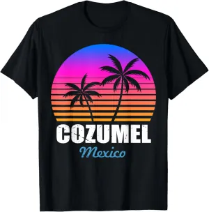Retro Cozumel Mexico Sunset Vintage Vacation Souvenir T-Shirt
