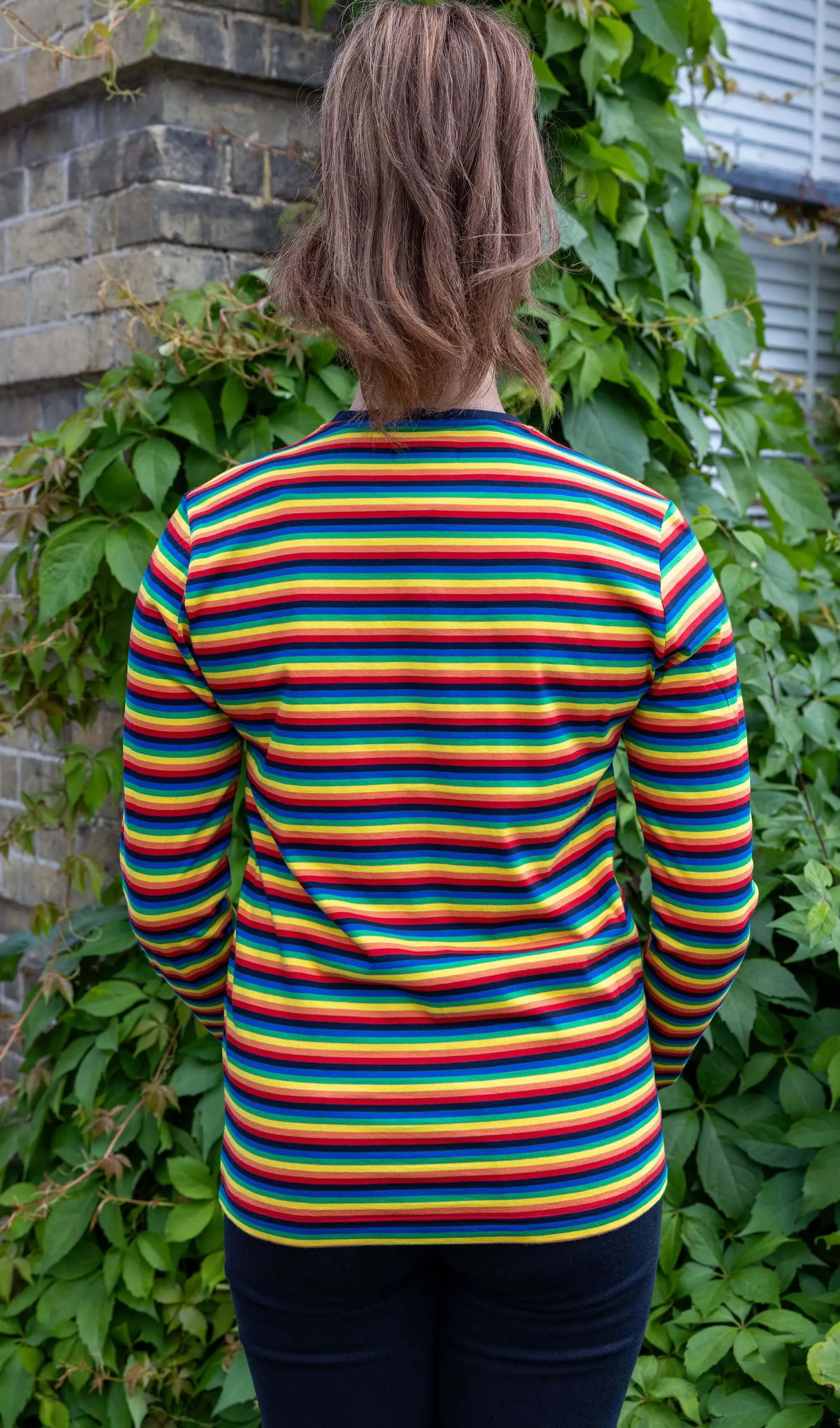 Retro Rainbow Brights Repeat Striped Long Sleeved T Shirt