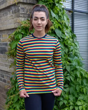 Retro Rainbow Brights Repeat Striped Long Sleeved T Shirt