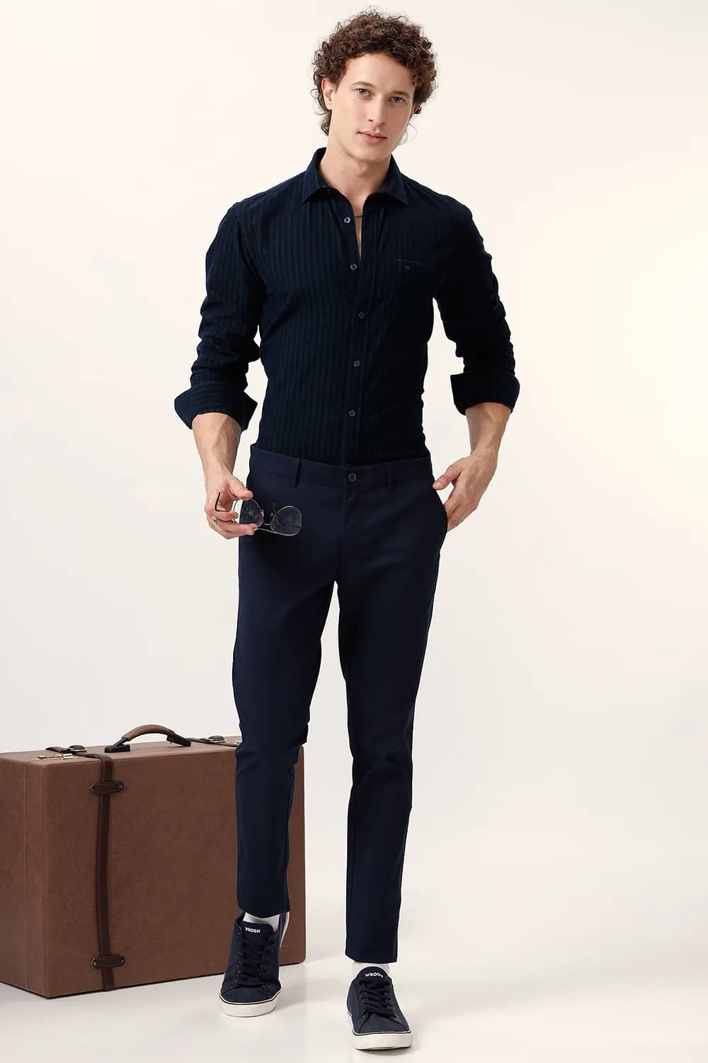 Slim Fit Cotton Corduroy Stripe Shirt