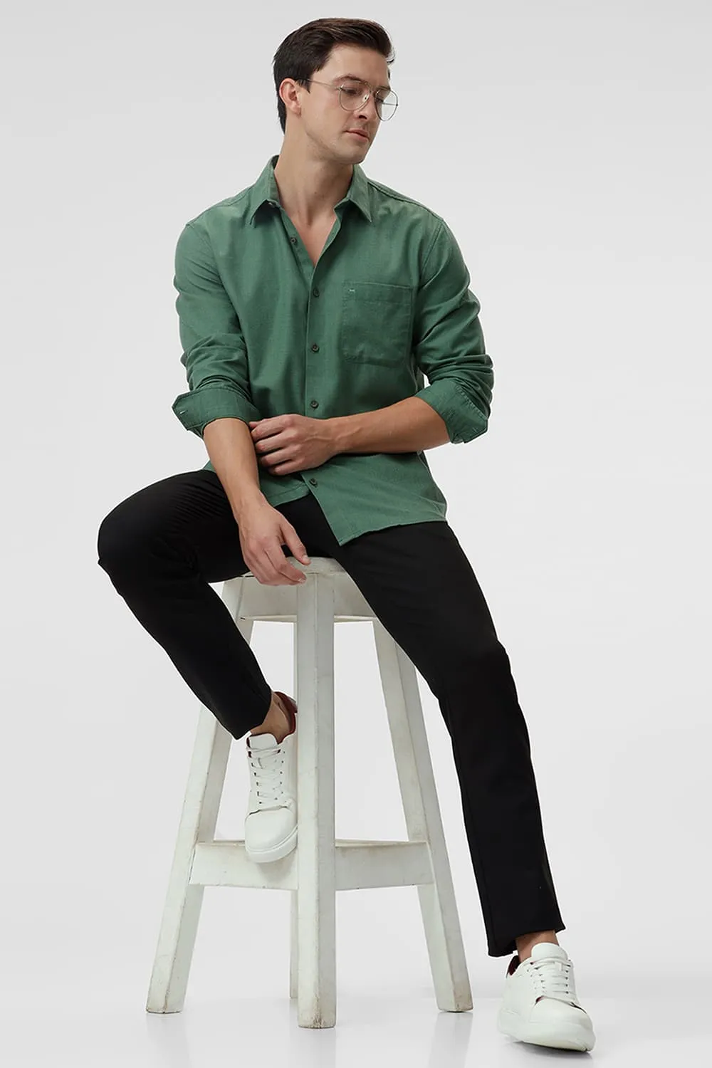 Slim Fit Ployester Cotton Lyocel Melange Shirt
