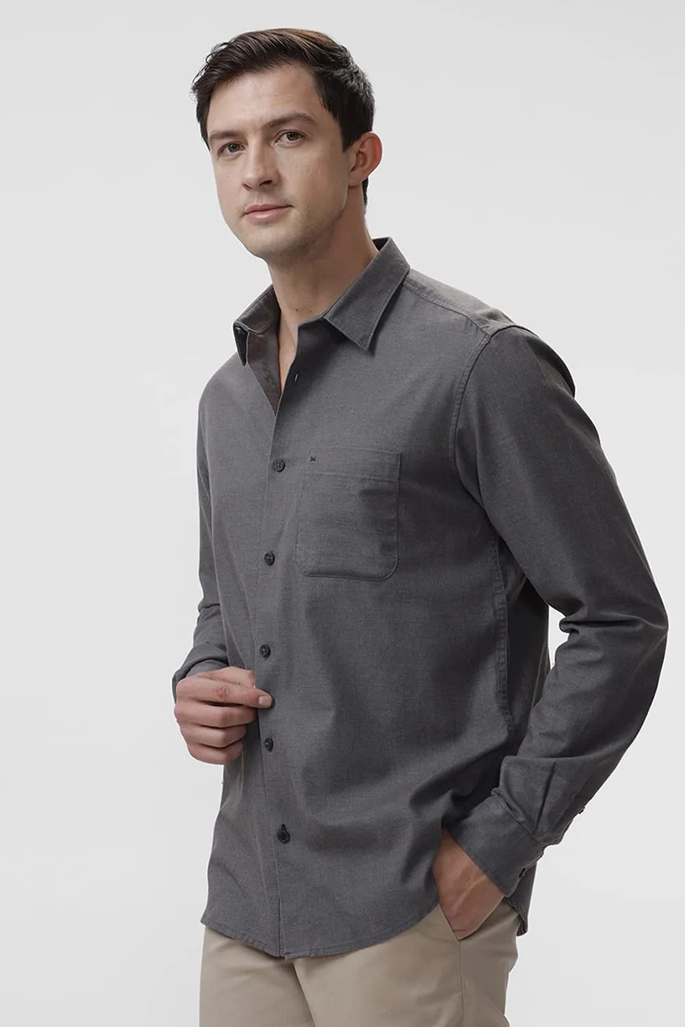 Slim Fit Ployester Cotton Lyocel Melange Shirt