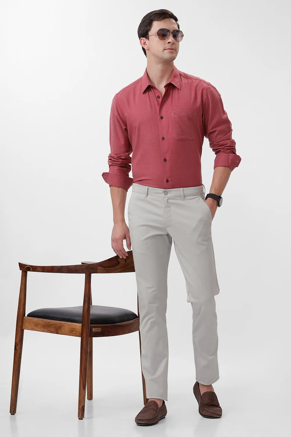 Slim Fit Ployester Cotton Lyocel Melange Shirt
