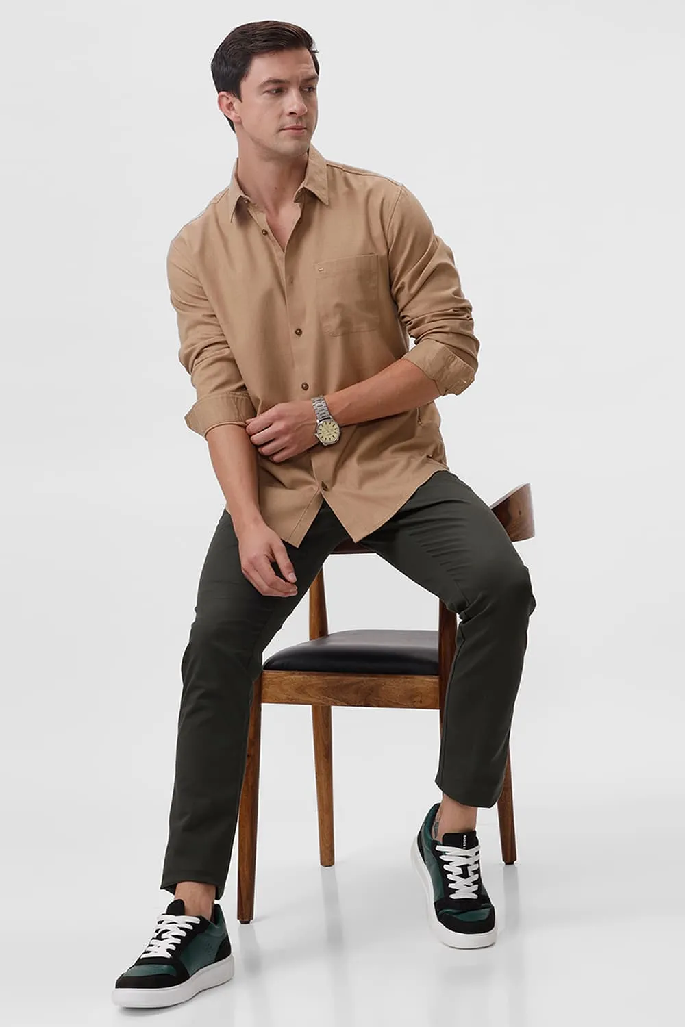 Slim Fit Ployester Cotton Lyocel Melange Shirt