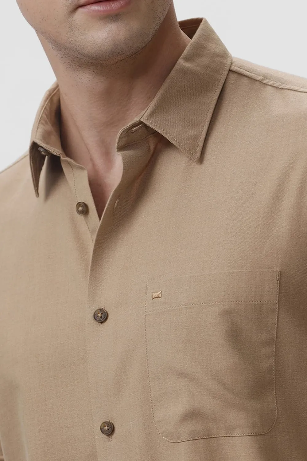 Slim Fit Ployester Cotton Lyocel Melange Shirt