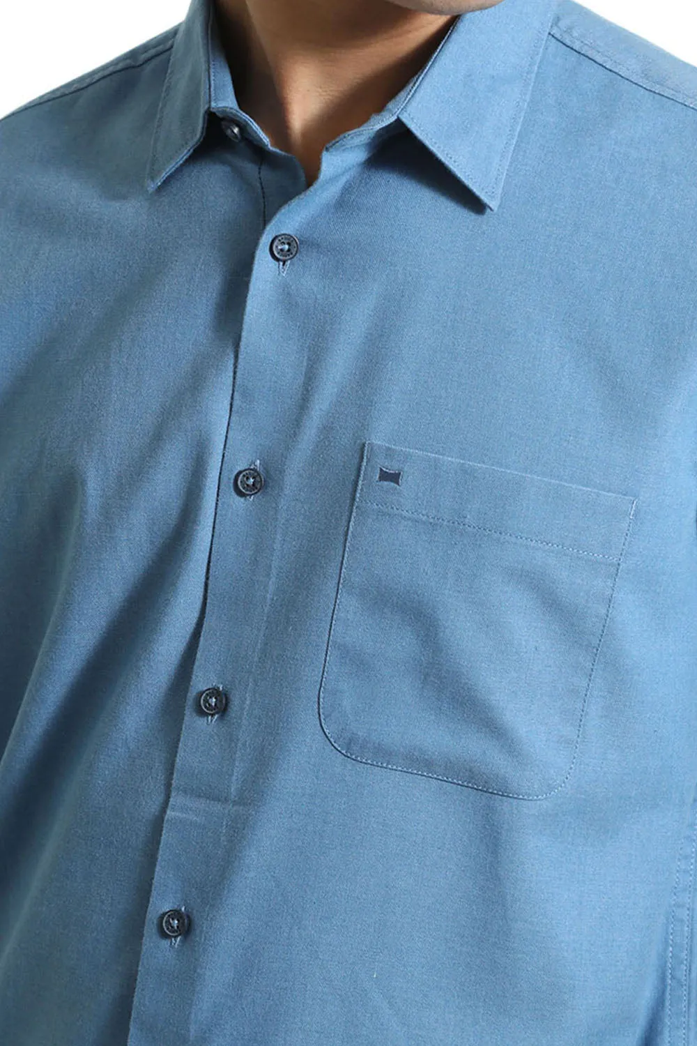 Slim Fit Ployester Cotton Lyocel Melange Shirt