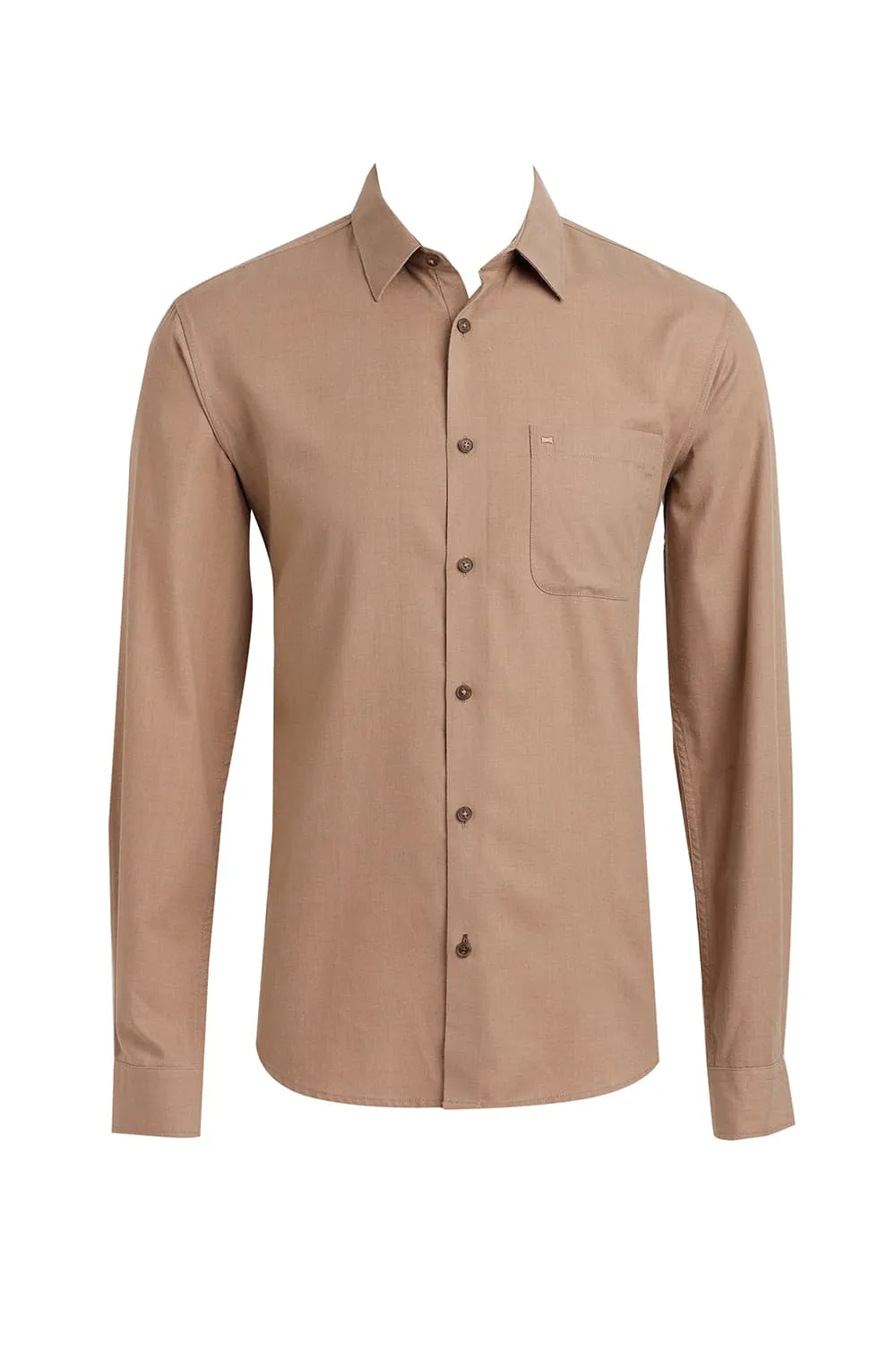 Slim Fit Ployester Cotton Lyocel Melange Shirt