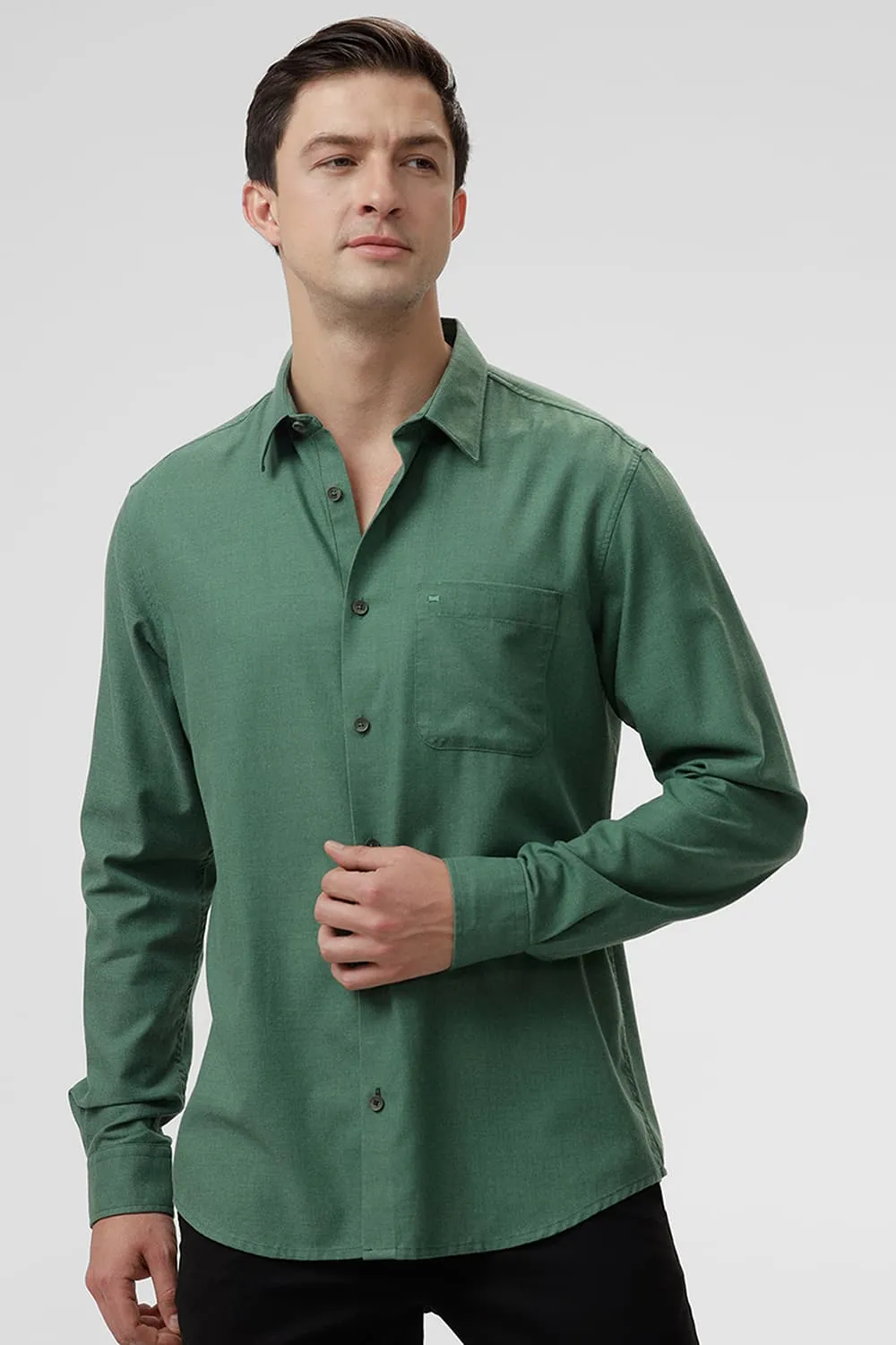 Slim Fit Ployester Cotton Lyocel Melange Shirt