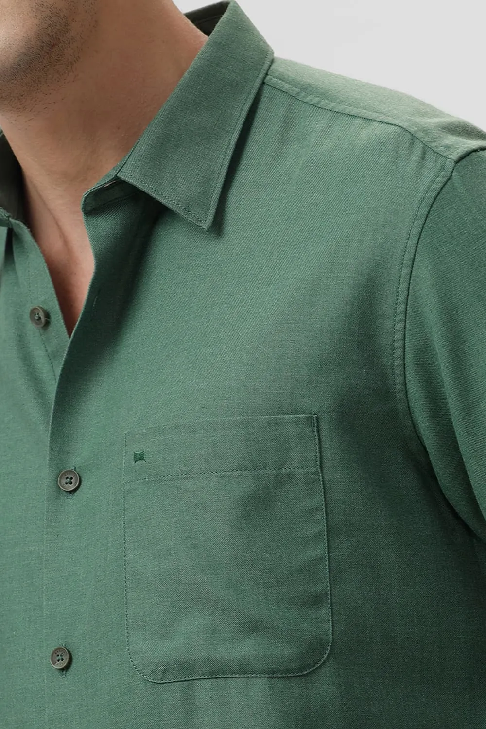 Slim Fit Ployester Cotton Lyocel Melange Shirt