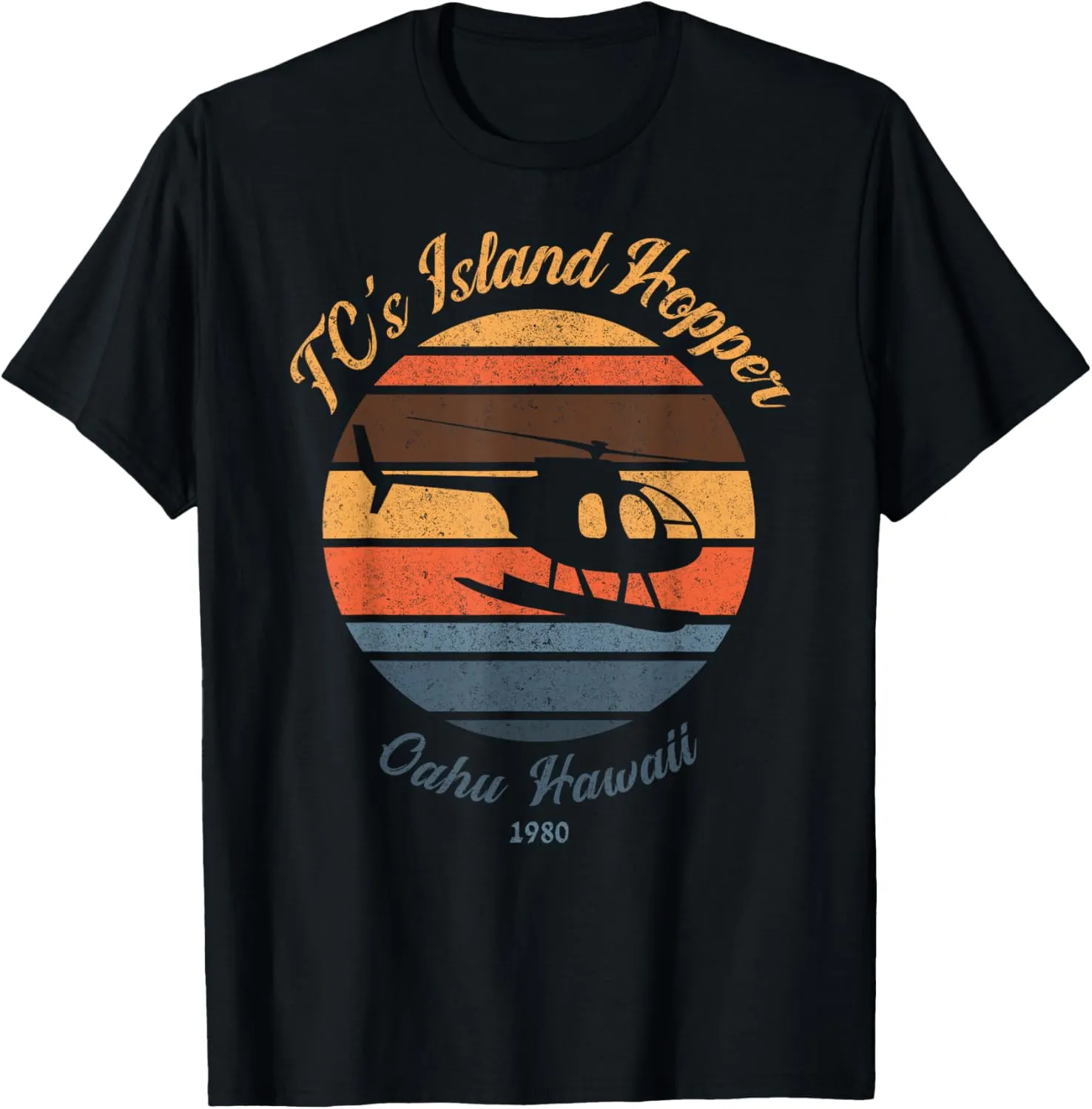 TC's Island hoppers Helicopter vintage sunset 80's worn T-Shirt