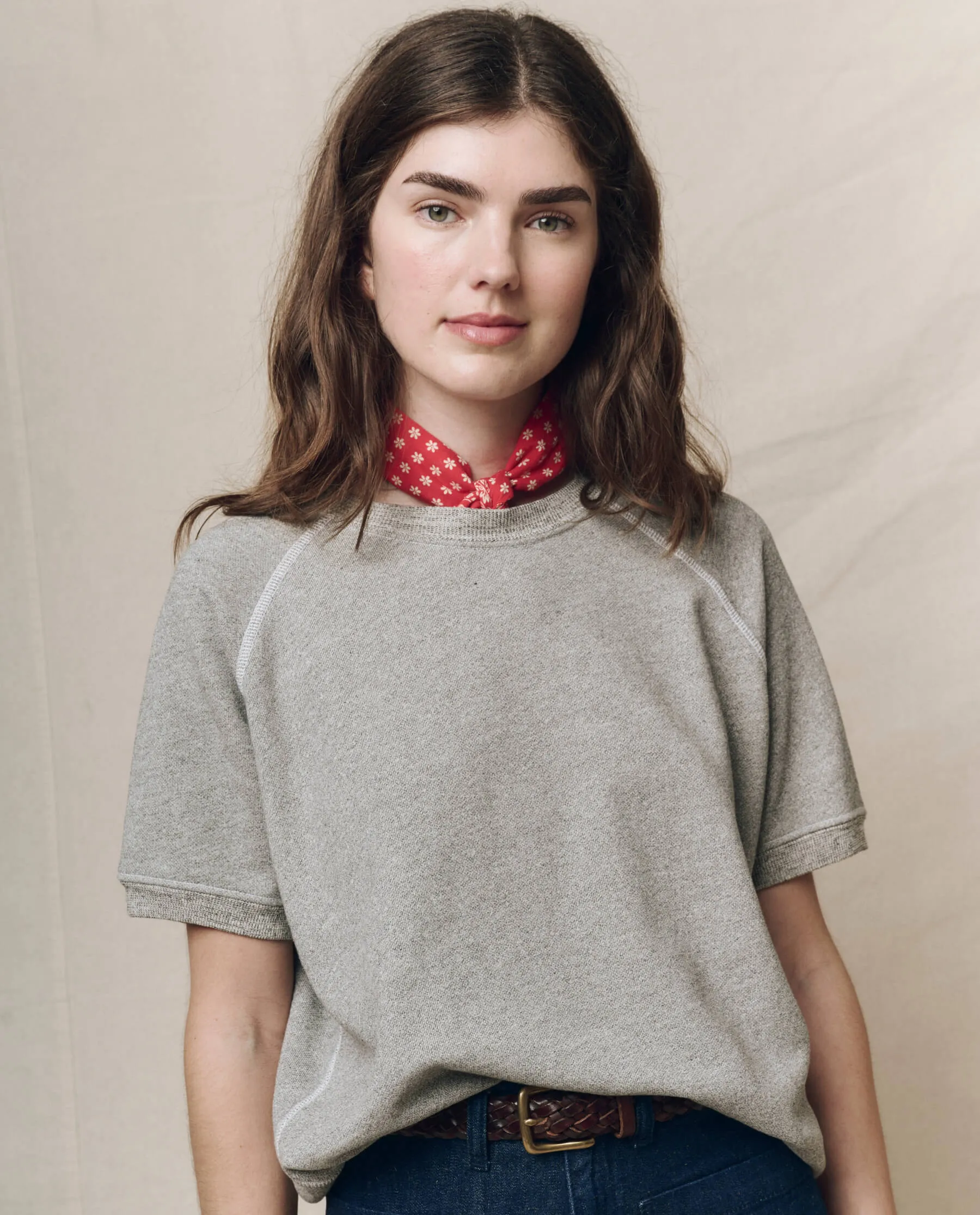 The Short Sleeve Sweatshirt. Solid -- Varsity Grey