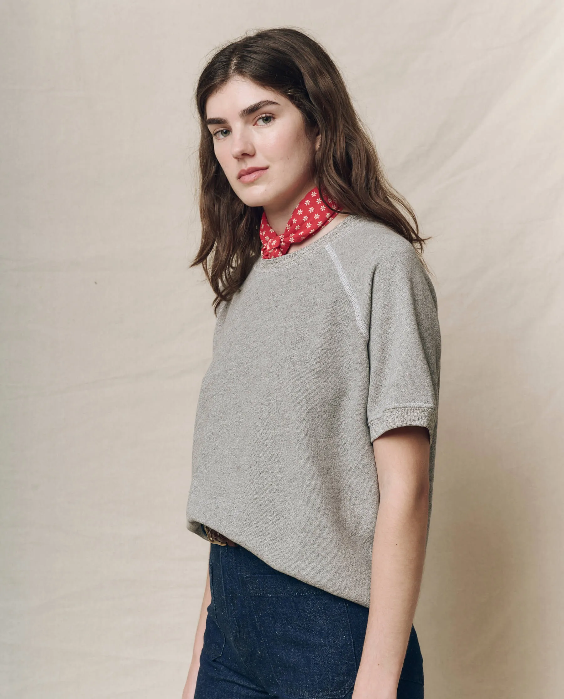 The Short Sleeve Sweatshirt. Solid -- Varsity Grey