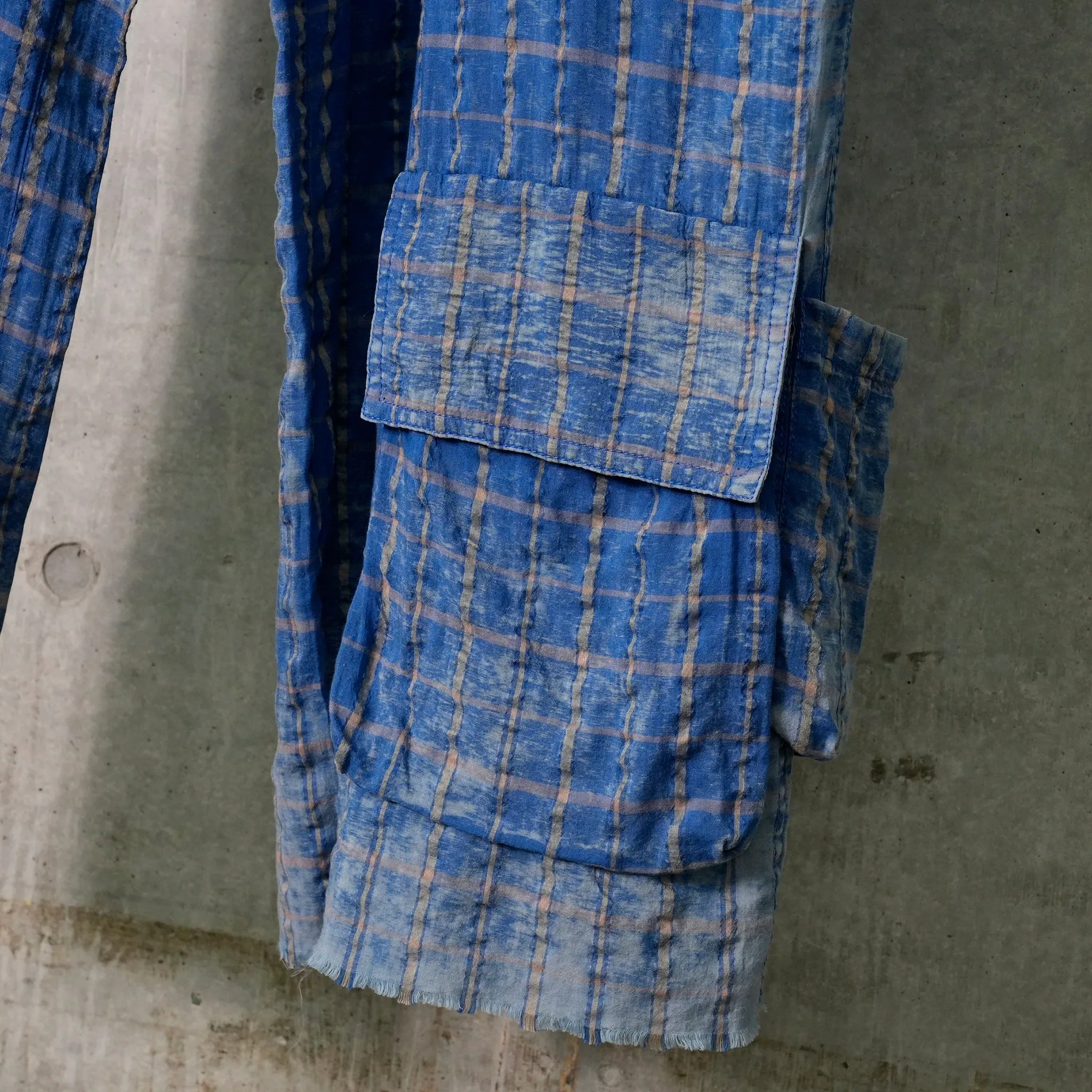 TREATED PANTS / BLUE CHECKED