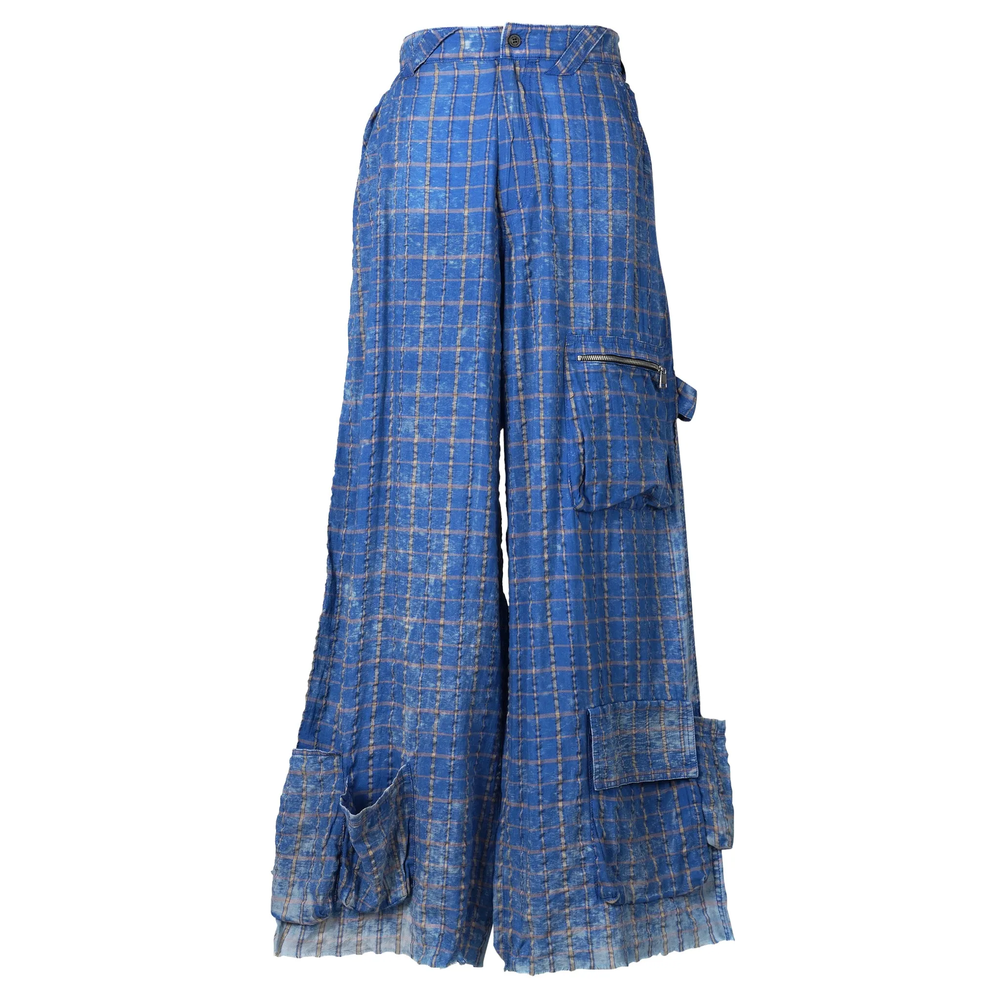 TREATED PANTS / BLUE CHECKED